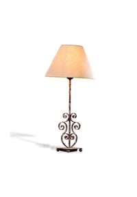 LOBERON - Tischlampe Clamart leinen/antikbraun - leinen/antikbraun