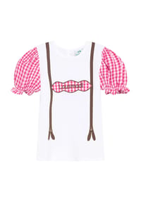 Isar Trachten - T-Shirt, Baumwolle, Stickereien, für Kinder - PINK