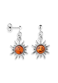 OSTSEE-SCHMUCK® - Ohrhänger , Sonne 14 mm , Silber 925/000 - silber