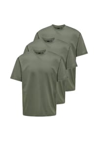 ONLY & SONS - T-Shirt 3er Pack Onsfred - Beige / Dunkelgrau / taupe