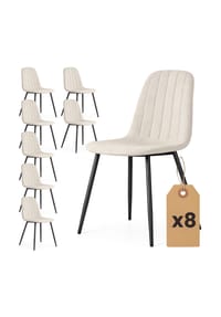 Akord - Lumo Gesteppte Esszimmerstühle aus Samt, 8er-Set - beige