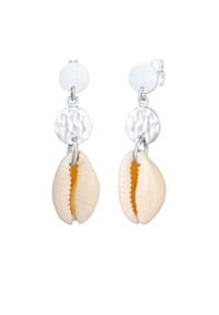 elli. - Ohrringe Hänger Kauri Muschel Meer Plättchen 925 Silber - Gold