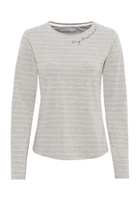 MANGUUN - Schlafshirt, Langarm, Rundhals, Streifen, für Damen - ANTHRA MELANGE