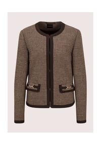 MADELEINE - Kragenloser Pepita-Blazer - espresso / beige / multicolor
