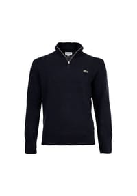LACOSTE - Herren Pullover - Troyer-Kragen, Rippstrick, Wolle - Dunkelblau