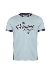 ROADSIGN® australia - Herren T-Shirt True Origin mit Kontrastdetails am Kragen und Frontprint, 100% Baumwolle, sportlicher Casual Look für Freizeit - blau