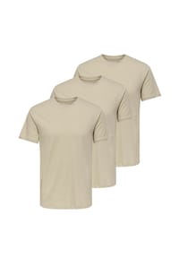 ONLY & SONS - T-Shirt 3er Pack MAX - Beige / grün / dunkelgrün