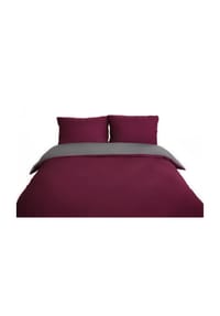 COFI - Microfaser Wende-Bettwäsche für Einzel- und Doppelbett - Anthrazit-Bordeaux 135 x 200 cm