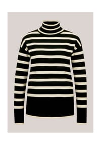 MADELEINE - Streifenpullover mit Stehkragen - schwarz / wollweiß