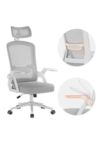 Rattantree - Ergonomischer Bürostuhl M02 mit Netzrücken, Klapparmlehnen Höhenverstellung,Grau - bicolor