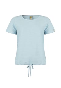 ROADSIGN® australia - Damen T-Shirt Blue Sky mit feiner Struktur, aus reiner Baumwolle, mit Tunnelzug am Saum - ideal für Alltag und Freizeit - hellblau