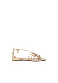 Kazar - Goldfarbene Sandalen mit verschlungenen Schnürchen - Gold