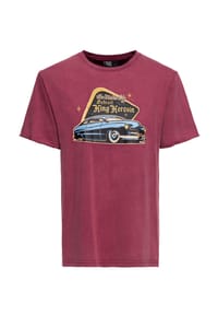 KING KEROSIN - T-Shirt Oil-Washed Detroit Greaser - burgund