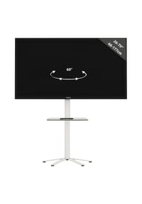 VCM. - TV Standfuß mit Fachboden 32-70 Zoll | VESA max. 600x400 bis 40 kg | Fernseh Ständer aus Alu | TV Bodenständer Maße ca. H. 100 x B. 61 x T. 61 cm | Fernsehstand Xila - Weiß