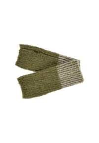 SEEBERGER - Stulpen in Bouclégarn mit gestreiftem Bündchen 19947-0 - gras/offweiss