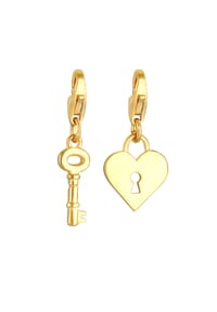 Nenalina - Charm Schloss Schlüssel Herz Liebe 2Er Set 925 Silber - Gold