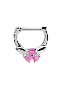 Adelia's - Septum Clicker Nasenpiercing Silber mit Opal - weiß