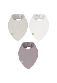 bistyle® - Musselin-Dreieckstuch für Babys, 3er Pack, extra dicke 4-lagige GOTS zertifizierte Bio Baumwolle - Stone/Ecru/Anthrazit