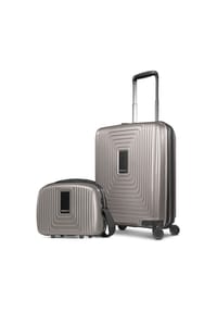 REDOLZ Essentials 14 - Essentials 14 Kofferset 2 tlg. Kabinentrolley mit Dehnfalte & Beautycase - aubergine metallic