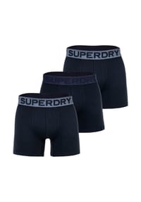 Superdry. - Herren Boxershorts, 3er Pack - Boxer Triple Pack, Logobund, Cotton Stretch - Dunkelblau/Grau