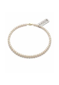 DI PERLE® DI PERLE Schmuckkollektion - Süßwasser Zuchtperlen Halskette Collier aus 925er Silber vergoldet, 42 cm - weiß