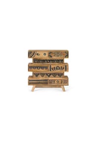 GINER & COLOMER - Beistelltisch aus Mangoholz, 65 cm, Boho-Stil, Ethno-Look - 66 x 65 x 25 cm - mehrfarbig