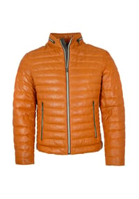 MILESTONE® - Herren Lederjacke Steppjacke Lammnappa - Grau