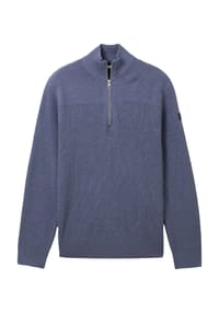 TOM TAILOR - Pullover, Baumwolle, Troyer-Kragen, für Herren - 13160 KNITTED NAV