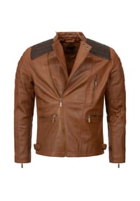Rock Creek - Lederjacke Biker-Style Regular Fit - Dunkelbraun