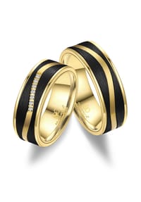 MARRYA - MARRYA MARRYA Carbon Ringe Trauringe Eheringe Partnerringe - Herren Ring - schwarz - gold