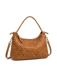 collezione alessandro® - Schultertasche Vintage aufwendig geflochtenes Leder - braun