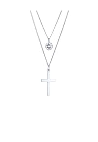 elli. - Halskette Layer Kreuz 925 Silber, Mit Kristallen Von Swarovski® - Gold