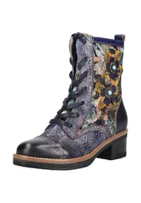 LAURA VITA® - Leder/Textil Stiefelette - Schwarz Kombi