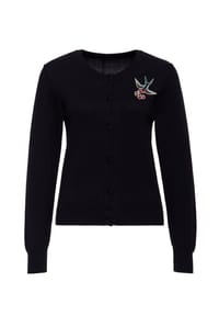 QUEEN KEROSIN - Cardigan mit Bruststickerei Swallow And Cherry - schwarz