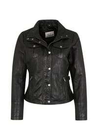 7eleven - Lederjacke Paris mit zwei Brusttaschen - black