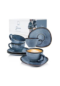 SÄNGER Steingut Geschirrserie Darwin - Darwin - Blau - Kaffeebecher Set 4-teilig