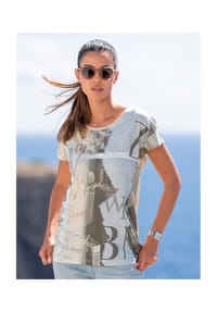 heine - Druck-Shirt - ecru-bleu-bedruckt