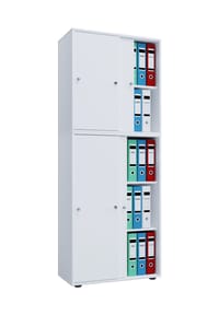 VCM. - Büroschrank mit 5 Fächern | moderner Aktenschrank mit Schiebetüren und Schloss | Maße ca. B. 70 x H. 184 x T. 37 cm – Lona 5-Fach abschließbar - Anthrazit / Honig-Eiche