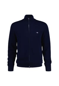 GANT - Herren Strickjacke - CASUAL COTTON ZIP CARDIGAN, Stehkragen, Baumwolle - Beige Melange