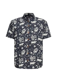 KING KEROSIN - Kurzarmhemd mit Butcher Allover Print Butcher - schwarz