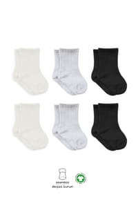 bistyle® - Baby-Socken Basic 6er-Pack, GOTS-zertifiziert, hoher Baumwollanteil - Anthracite Mix