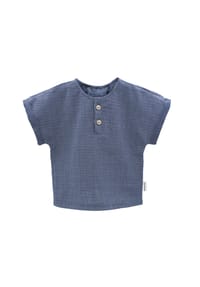maximo® - GOTS BABY BOY-Hemd, Kurzer Arm Musselinstoff - altindigo-weiß-streifen