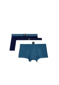 EMPORIO ARMANI - Herren Trunks, 3er Pack - ESSENTIAL LOGOLABEL, Shorts, Stretch Cotton - Tinte/Petrol/Weiß