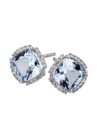 Orolino - Ohrringe 585/- Gold 2 Blautopas beh. 1,2ct - Silbergrau