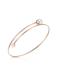 Luluandjane - Damen Armband aus Messing in Roségold mit Glaskristall und Muschelkernperle - roségold