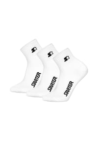 STARTER® - Unisex Quartersocken, 3er Pack - Quarter Socks, Logo, Baumwollmischung - Weiß