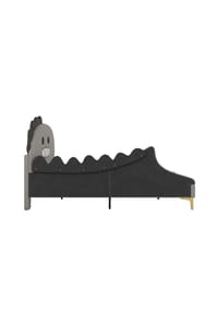 KOMHTOM - Kinderbett 140x200 cm, Dinosaurier-Design, PU+MDF, grau – ohne Matratze - Grau