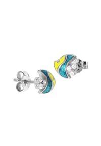 OSTSEE-SCHMUCK® - Ohrstecker , kleiner Fisch , Silber 925/000 - blau