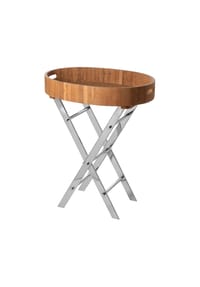 Fink Living - Tabletttisch RODEO - silberfarben, hellbraun