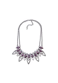 Steuer Modeschmuck - Kette Metall Glasstein - schwarz